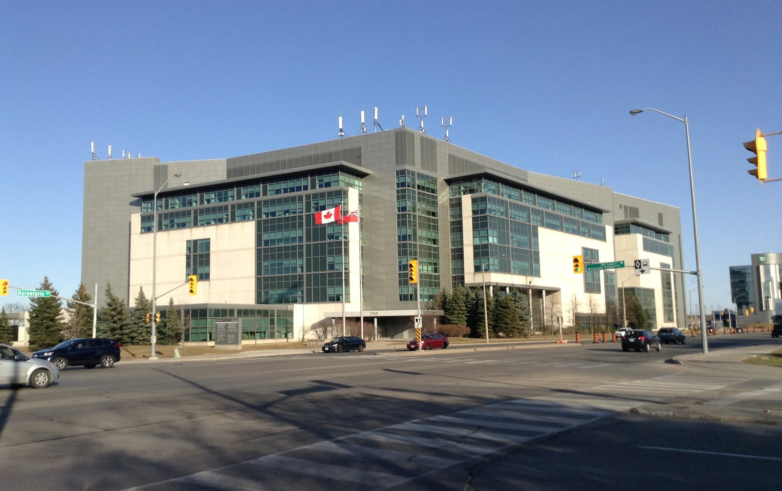 The A. Grenville & William Davis Courthouse, Brampton's Ontario Superior Court of Justice building, downtown Brampton, Ontario
