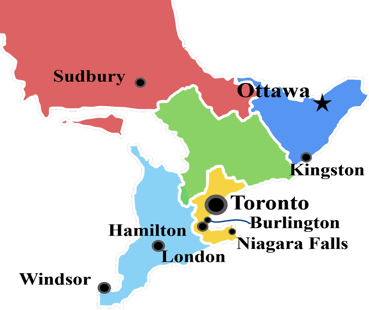 Map of the Ontario service area covered by this Super Visa insurance guide
